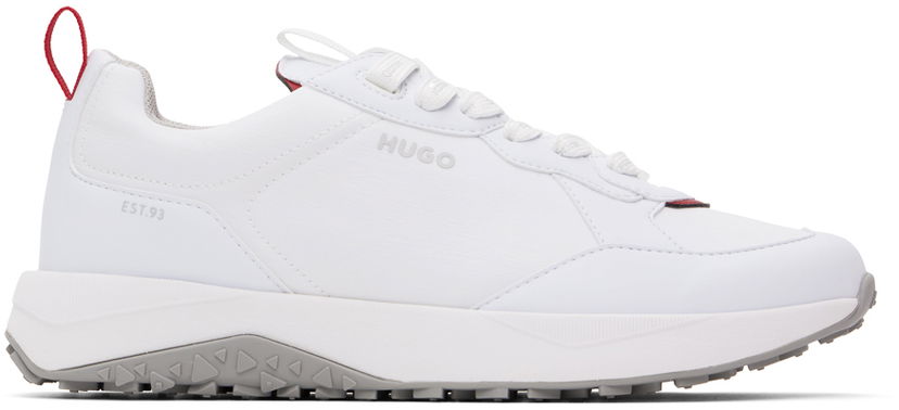 Облекло BOSS Hugo White Mixed Material Lace-Up Sneakers Бяло | 50517265