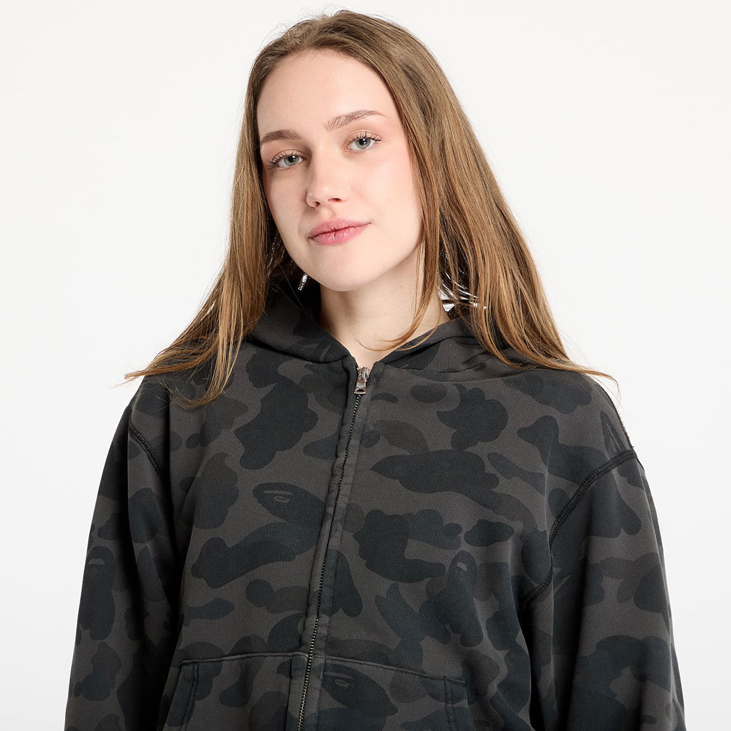 Суитчър BAPE A BATHING APE 1St Camo Heavy Wash Cropped Fit Zip Hoodie Сиво | 001ZPL301308MBLK, 1