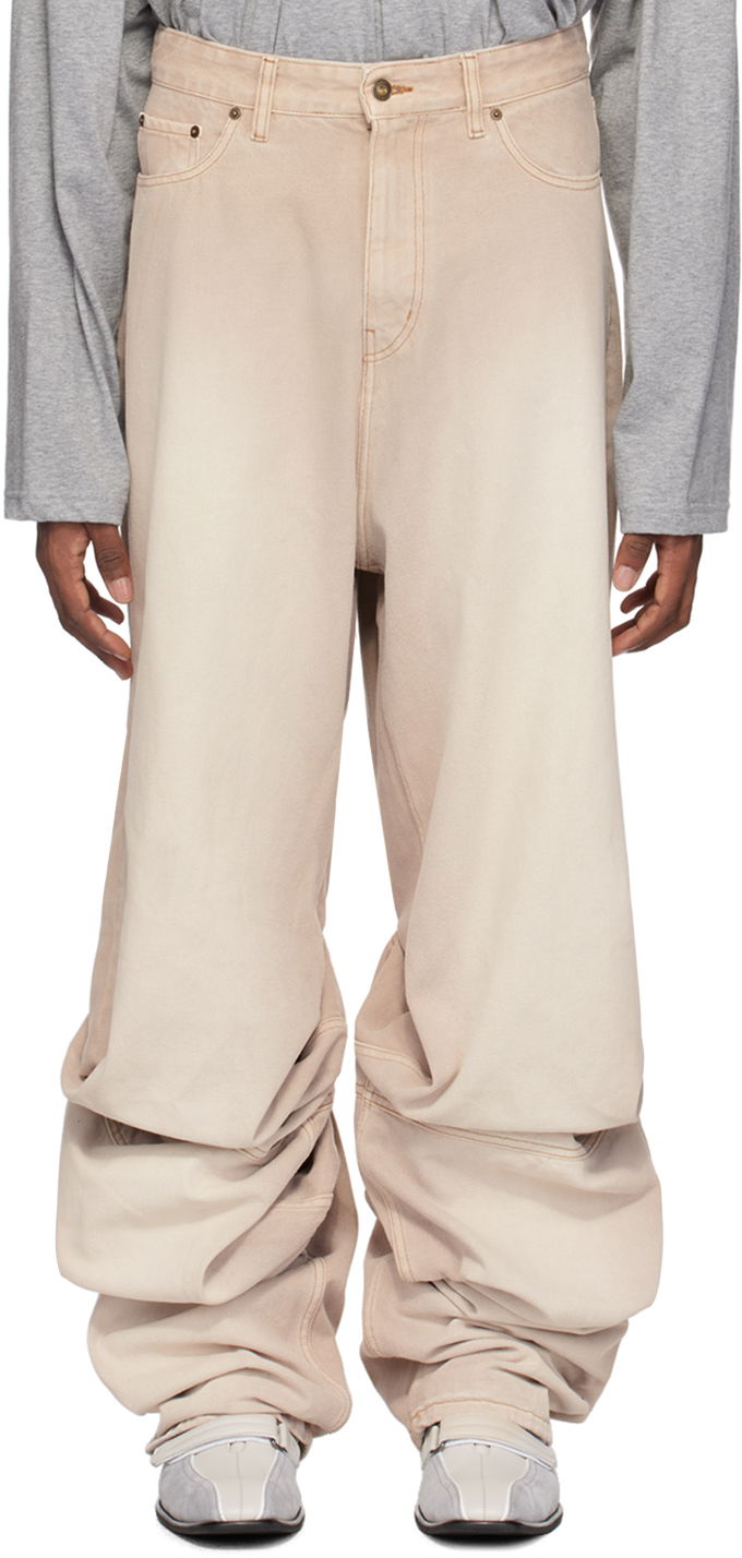 Дънки Y/PROJECT Pink Draped Jeans Бежово | 207PA014, 0