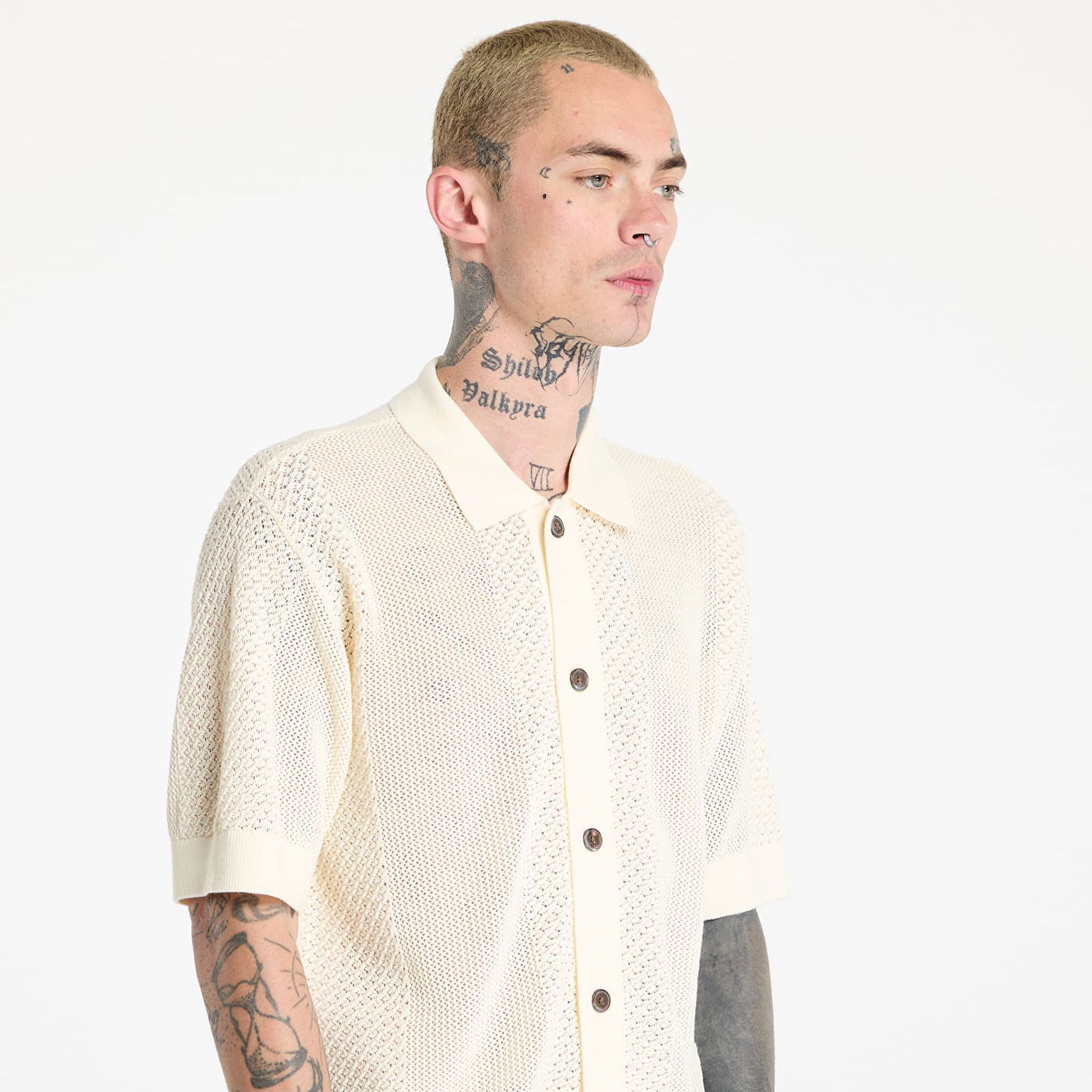 Пуловер OBEY OBEY Evan Knitted Polo Shirt Бяло | 151000103, 1
