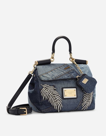 Чанта през рамо Dolce & Gabbana Dolce & Gabbana Sicily Small Patchwork Denim Shoulder Bag with Embroidered Jewels Синьо | BB7400AJ0778M800, 2