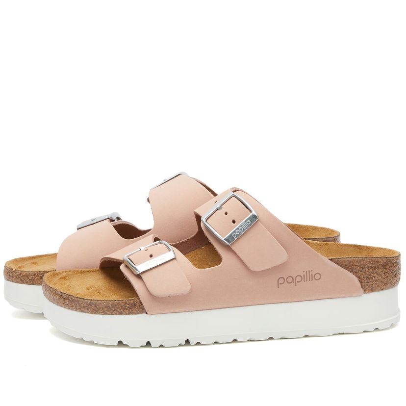 Кецове и обувки Birkenstock Arizona Platform Flex Nubuck Soft Pink Розово | 1026894