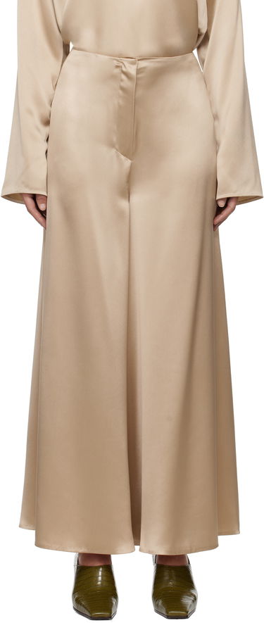 Панталони Nanushka Nanushka Zaniah Satin Wide-Leg Trousers Бежово | NW25RSPA02872, 0