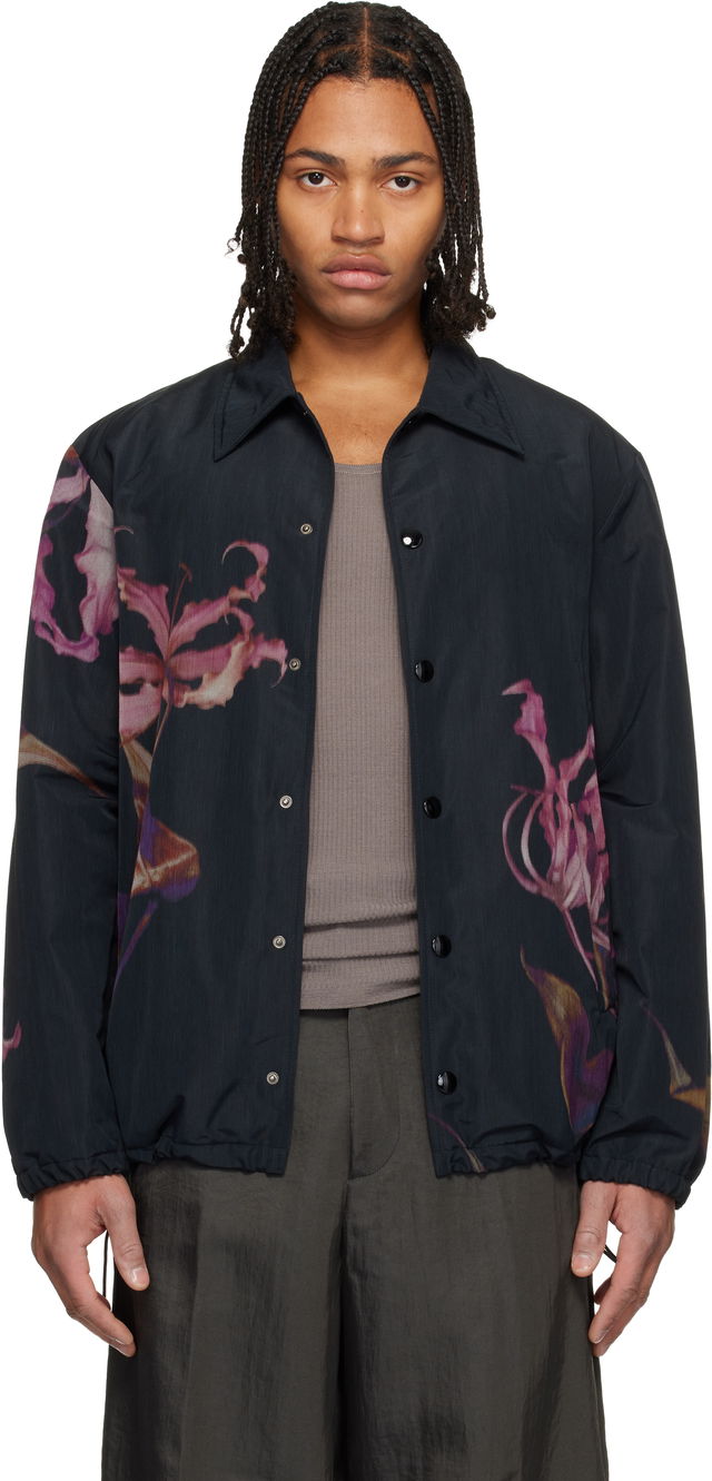 Dries Van Noten Floral Printed Collared Jacket