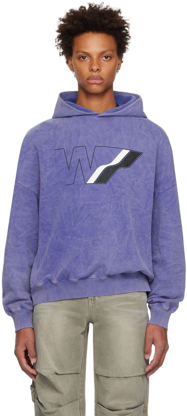 Суитчър We11done Wave Line Graphic Print Hoodie Лилаво | WD-TH3-22-708-U-NV, 0