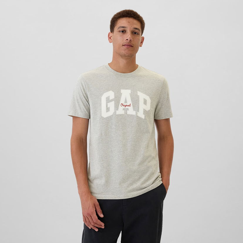 Тениска GAP T-shirt Logo Tee Heather Grey S Сиво | 542246-00