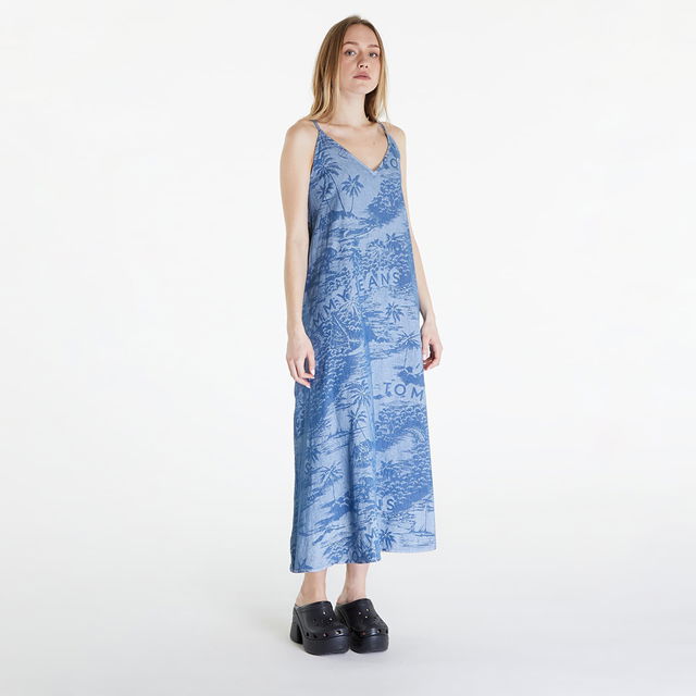 Chambray Sleeveless Maxi Dress Hawaiian Denim Laser