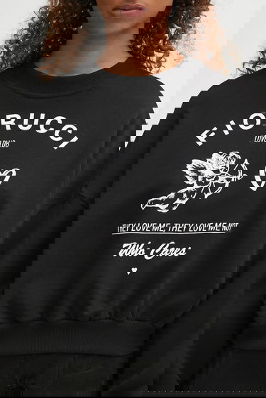 Суитчър Fiorucci Fiorucci Cupid Love Club Print Cropped Sweatshirt Черно | W02FPSCR269CJ05BK01, 3