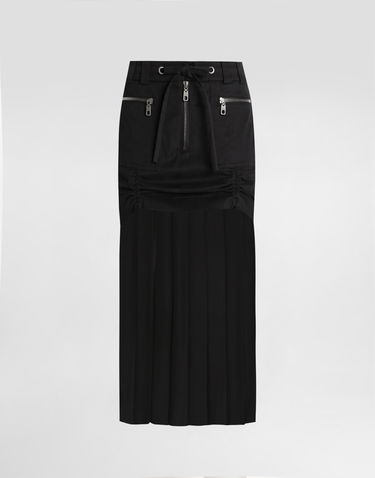 Пола Dolce & Gabbana Dolce & Gabbana Twill Midi Skirt with Chiffon Черно | F4DAOTGDDHVN0000, 0