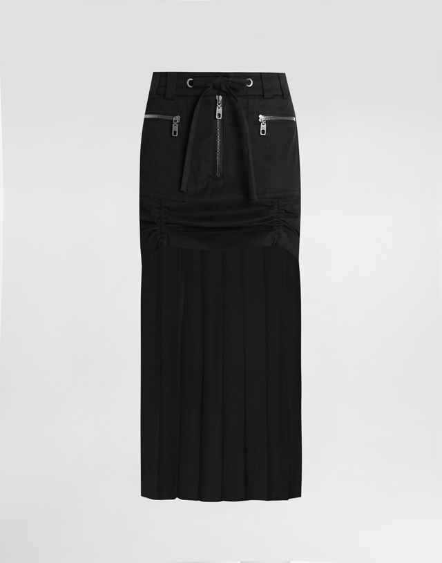 Dolce & Gabbana Twill Midi Skirt with Chiffon