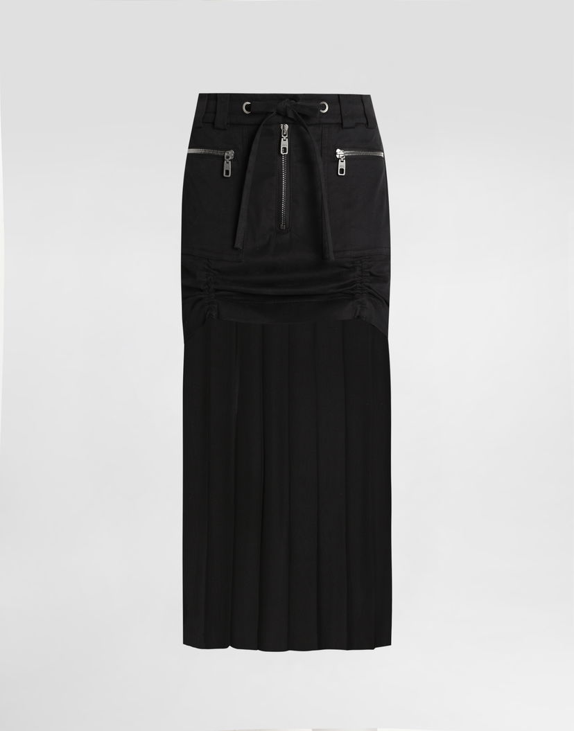 Пола Dolce & Gabbana Dolce & Gabbana Twill Midi Skirt with Chiffon Черно | F4DAOTGDDHVN0000