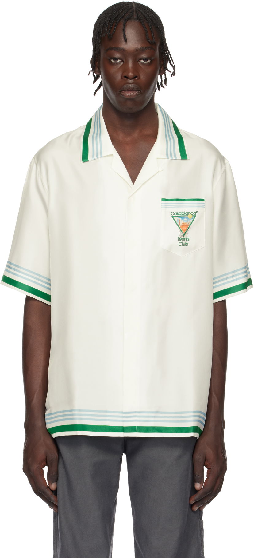 Риза Casablanca Tennis Icon Print Relaxed Shirt Бяло | U-MPS25-SH-003-08