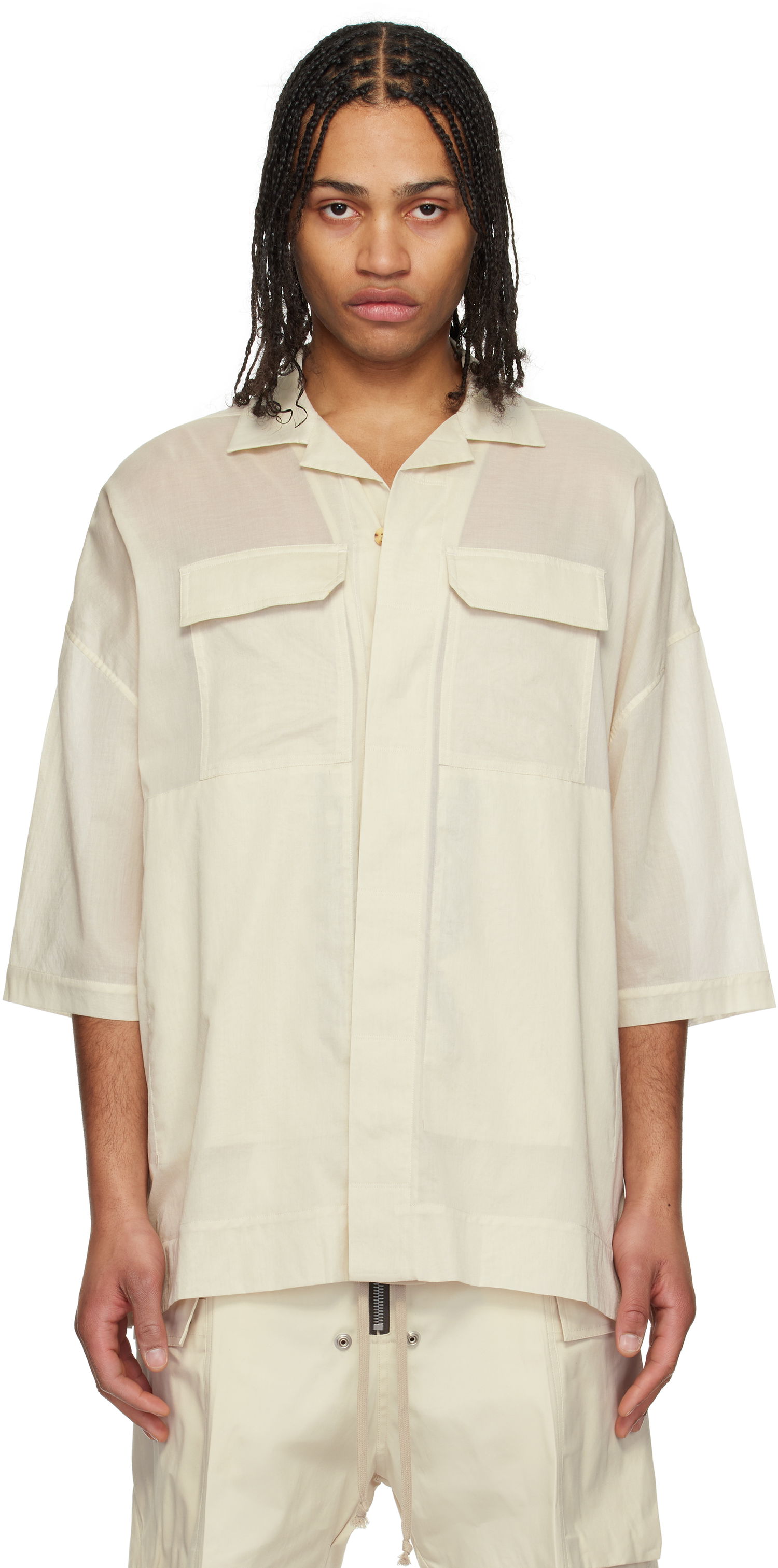 Риза Rick Owens Rick Owens Hollywood Magnum Tommy Shirt Бежово | RU01E5298 CV, 0