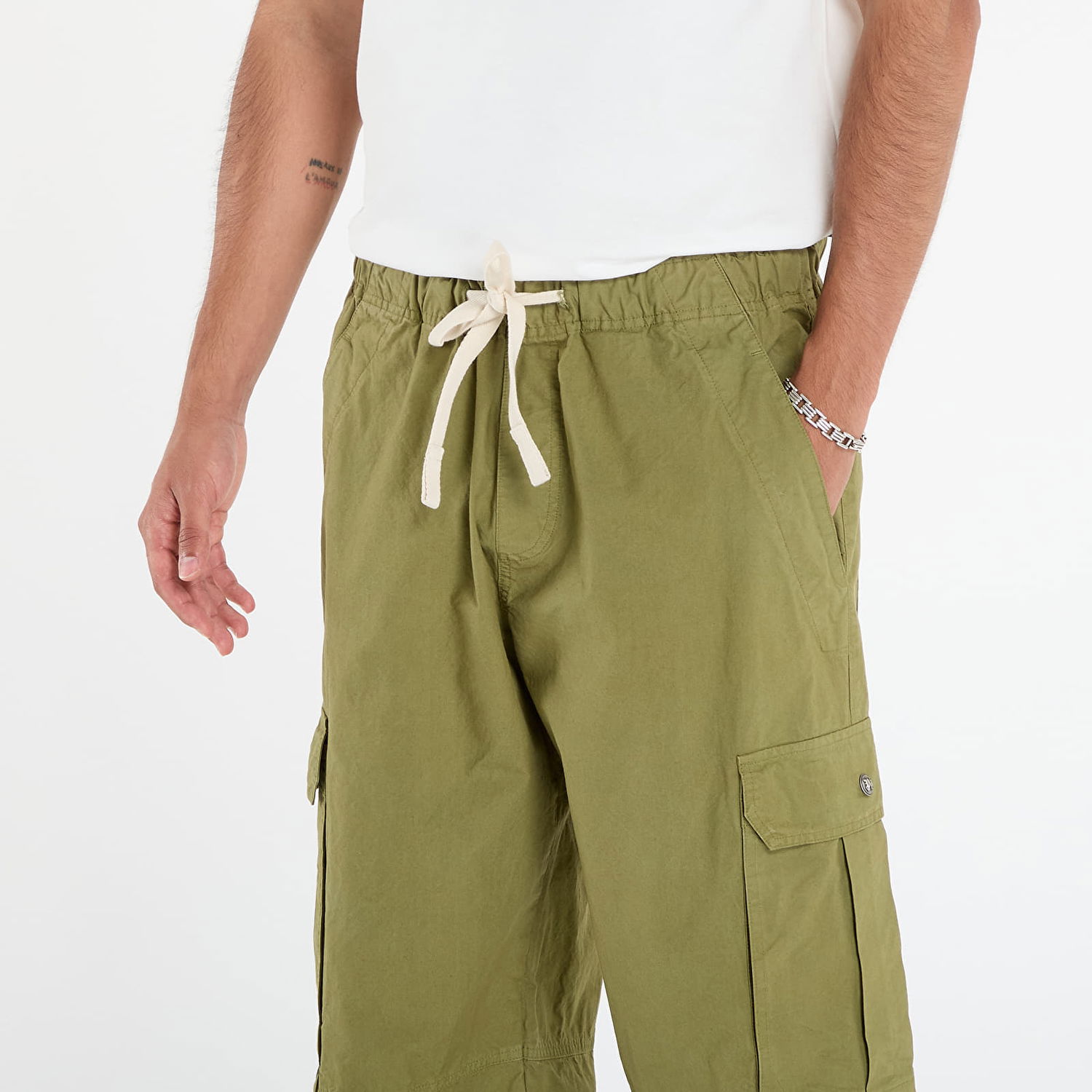 Карго панталони Palm Angels Palm Angels Curved Logo Cargo Pants Зелено | PMCF037F25FAB0015852, 1
