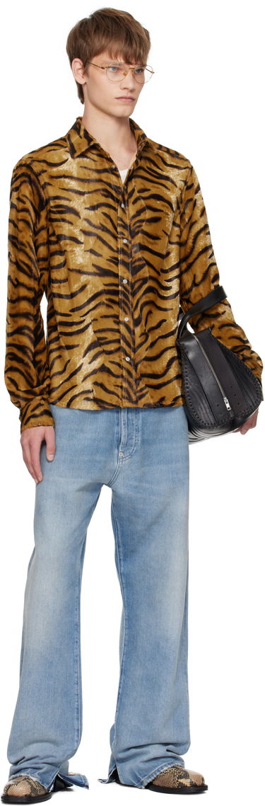 Риза Martine Rose Martine Rose Slim Fit Tiger Print Shirt Кафяво | 483WF06719, 3