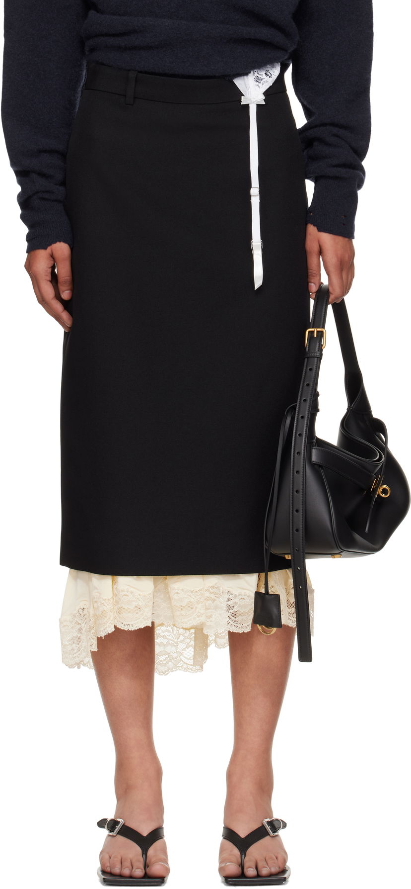 Пола Balenciaga Balenciaga Lingerie Tailored Midi Skirt Черно | 790575TMT32