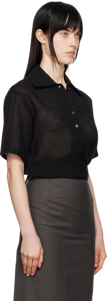 Поло тениска OUR LEGACY Our Legacy Nannas Linen Polo Shirt Черно | W2252NB, 1