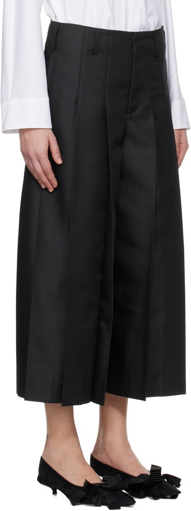 Панталони Comme des Garçons Comme des Garçons Gabardine Pleated Cropped Trousers Черно | GO-P009-S25, 1