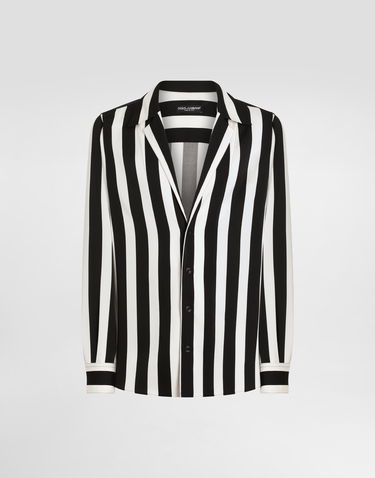 Риза Dolce & Gabbana Dolce & Gabbana Silk Charmeuse Long Sleeve Shirt Черно | G5MX5TFSA5WHAXRN, 0