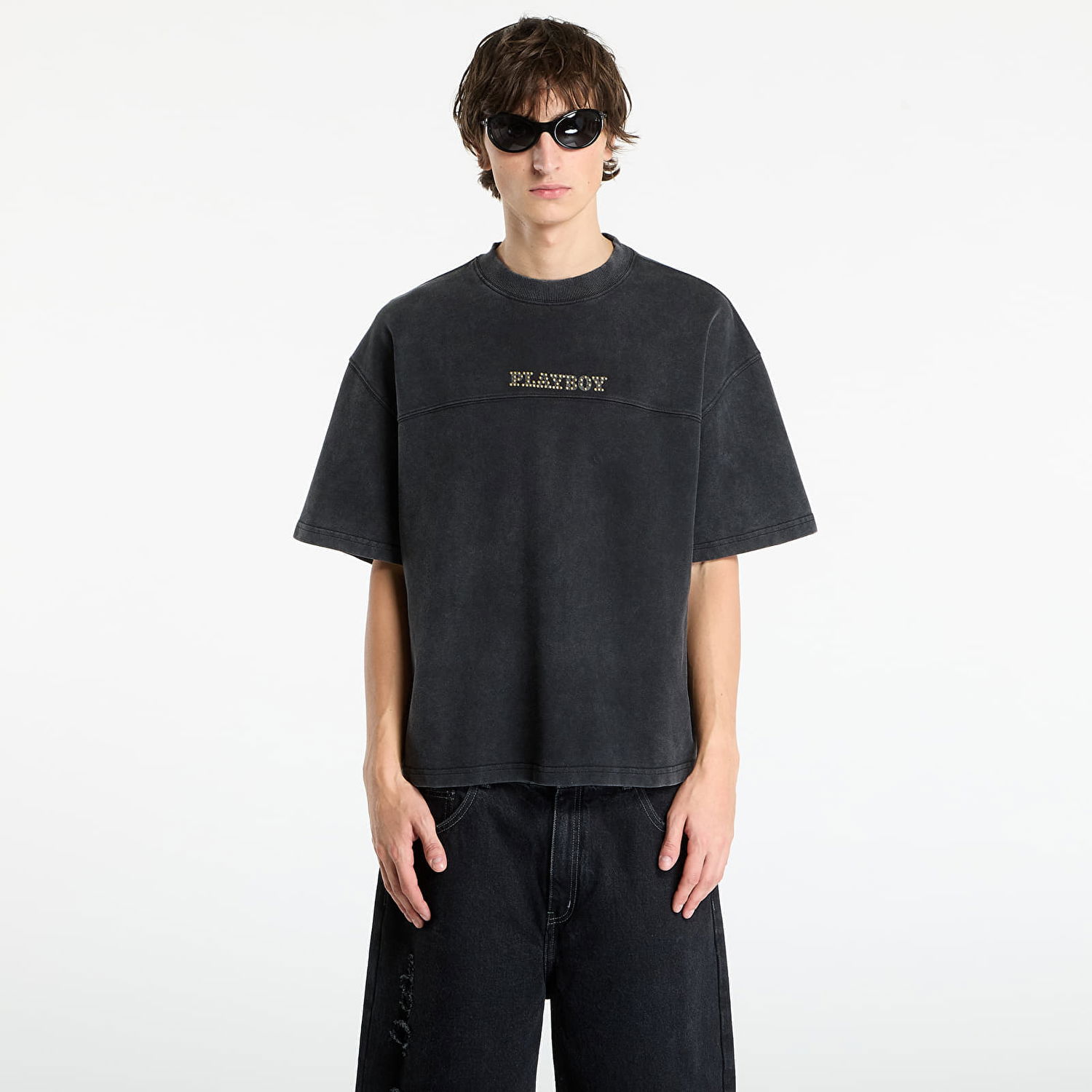 Тениска Footshop Playboy x FTSHP Washed Tee UNISEX Washed Black Черно | FTSHP_505, 0