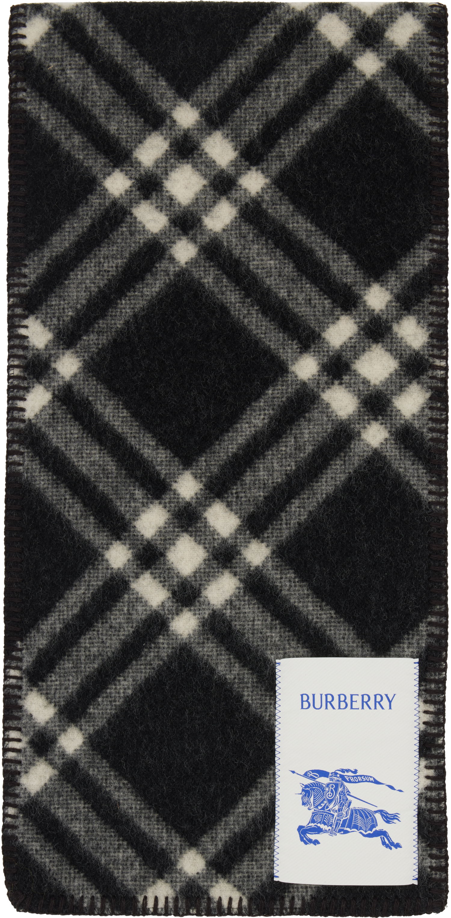 Шал Burberry Burberry Tri Bar Check Wool Scarf Черно | 8114301, 0