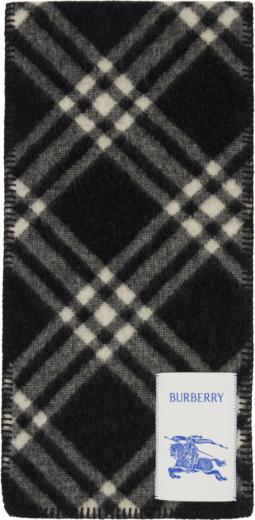 Шал Burberry Burberry Tri Bar Check Wool Scarf Черно | 8114301