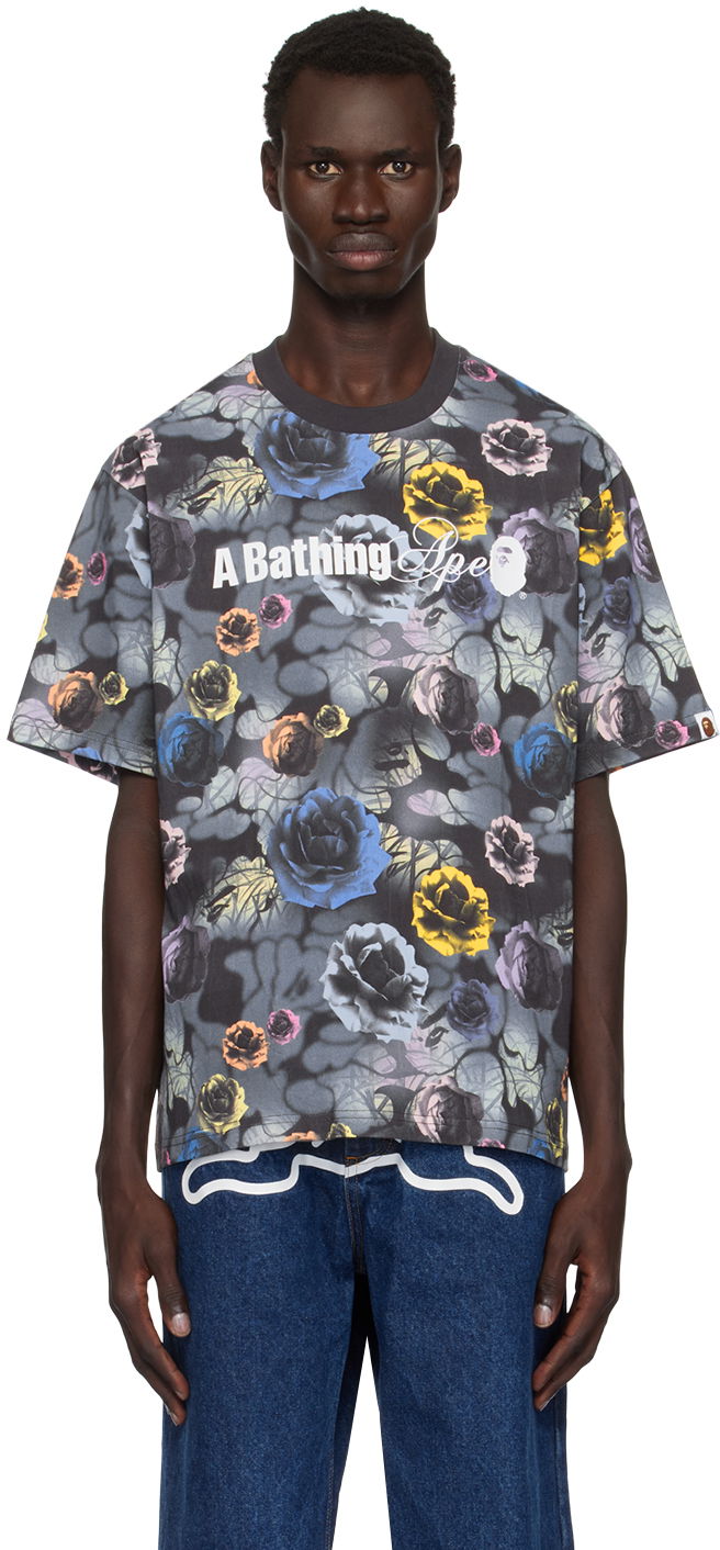 Тениска BAPE Floral Solid Camo Logo Relaxed Fit T-shirt Черно | 001CSK801302M