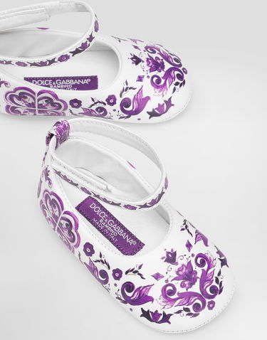 Кецове и обувки Dolce & Gabbana Dolce & Gabbana Majolica-print Nappa Leather Ballet Flats Бяло | DK0065AC513I03TN, 3