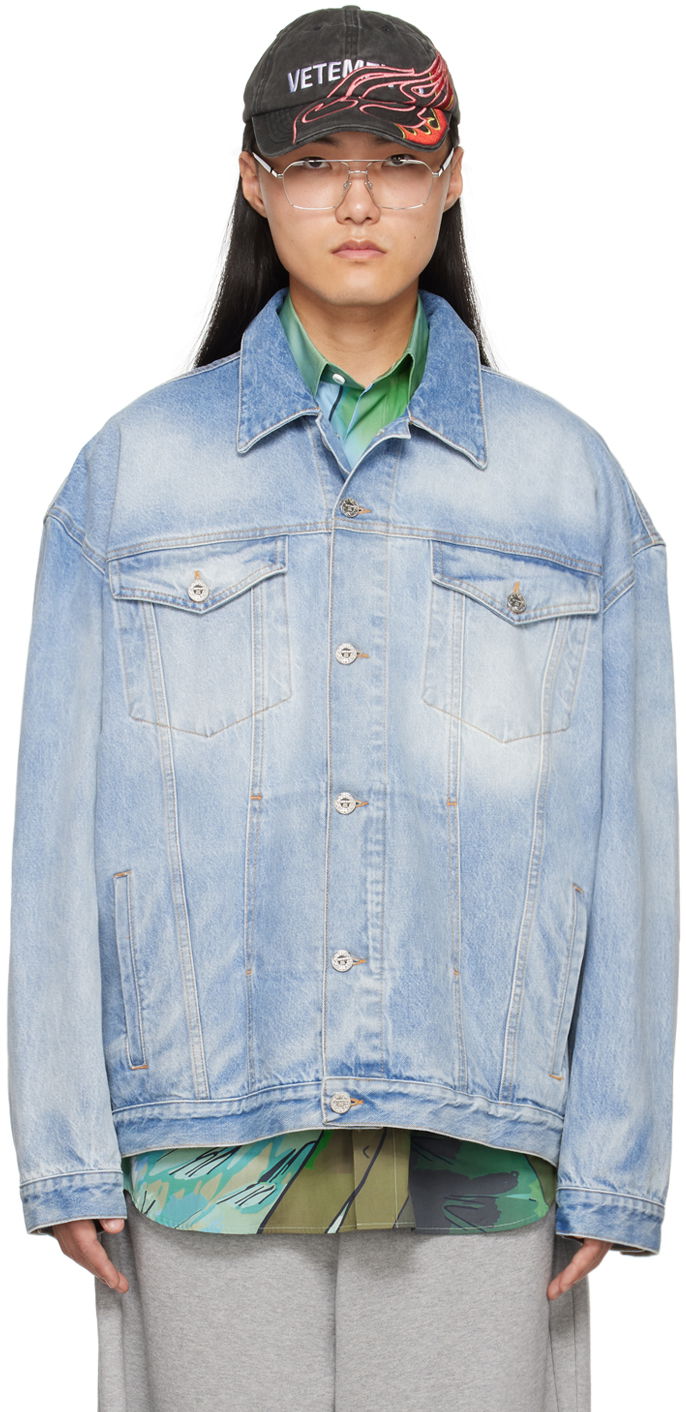 Яке VETEMENTS Embossed Denim Jacket Синьо | UE64JA390N, 0