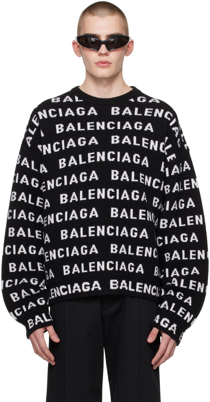 Пуловер Balenciaga Jacquard Sweater Черно | 761596-T1673-1070