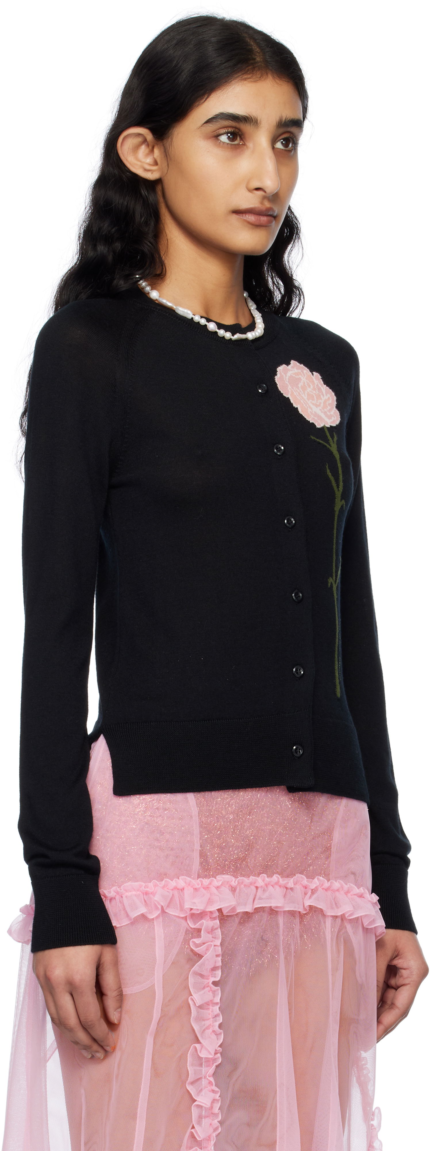 Пуловер Simone Rocha Simone Rocha Carnation Cardigan Черно | KMK17 0647, 1