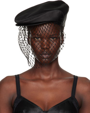 Барета Dolce & Gabbana Silk Satin Flat Cap with Veil Черно | FH664A GDCRR, 0