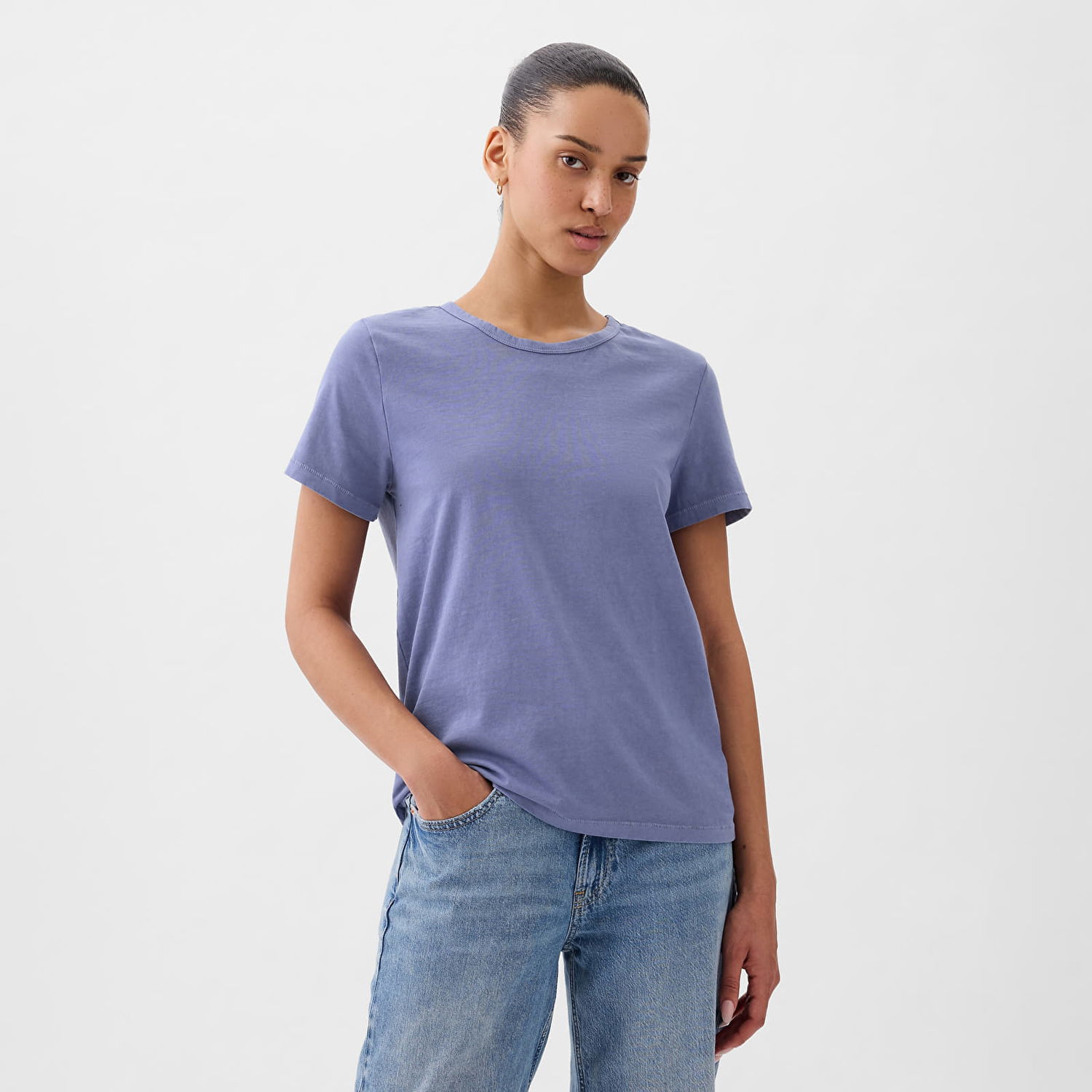 Тениска GAP Crewneck Tee Larkspur Лилаво | 795346-85, 0