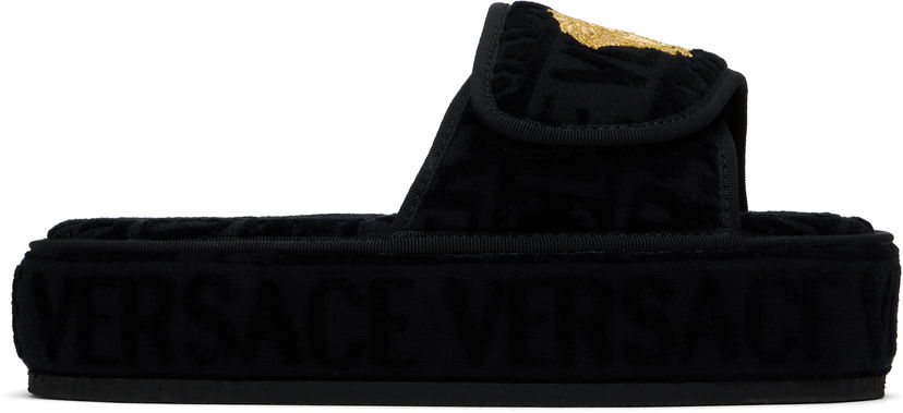 Облекло Versace Versace 'Versace' Allover Slippers Черно | ZSL000003_ZCOSP052
