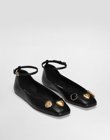 Аксесоари Dolce & Gabbana Dolce & Gabbana Leather Ballet Flats with Embroidered Detail Черно | CB0269AO03380999, 1