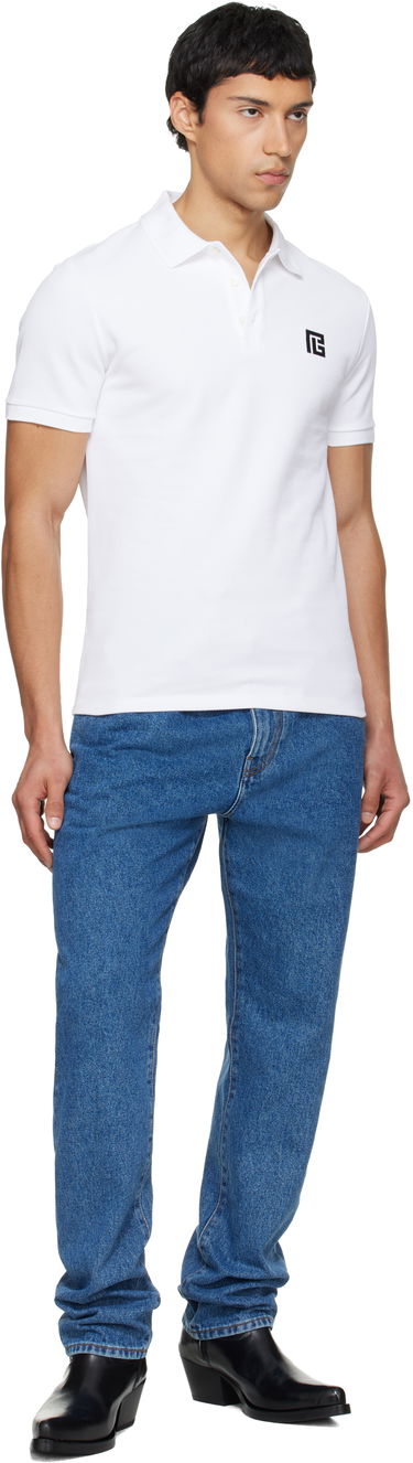 Поло тениска Balmain Embroidered Cotton Polo Бяло | GH1GB085BC87, 3