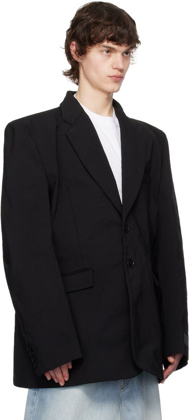 Яке VETEMENTS Vetements Metalized Wrinkled Single-Breasted Blazer Черно | UA66JA110B, 1