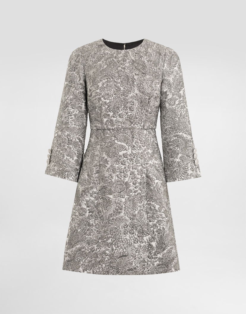 Pокля Dolce & Gabbana Dolce & Gabbana Floral Lamé Jacquard Dress 40 Металик | F6TZIZFJZALS0998