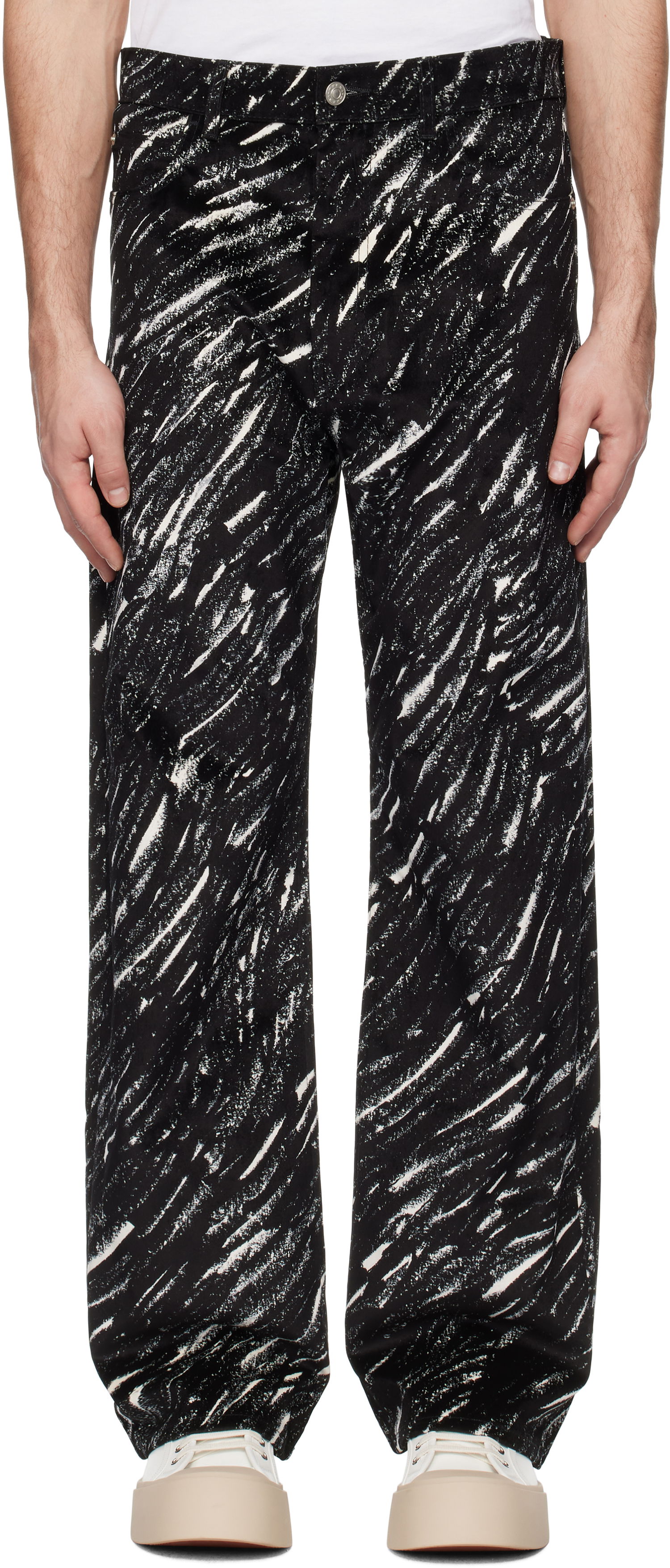 Дънки Marni Marni Flocked Denim Wide-Leg Jeans Черно | PUJU0021A0 UTC432, 0