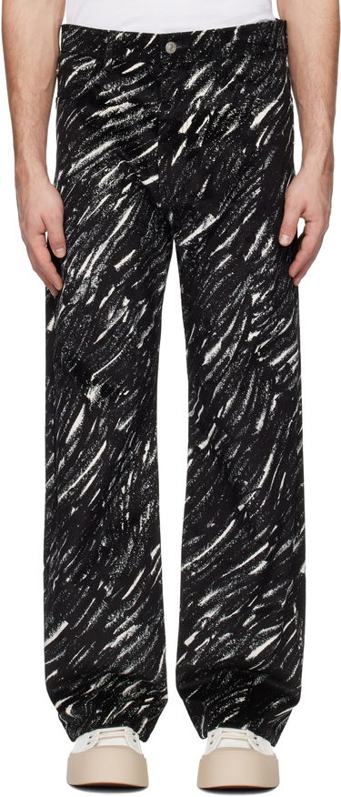 Дънки Marni Marni Flocked Denim Wide-Leg Jeans Черно | PUJU0021A0 UTC432, 0