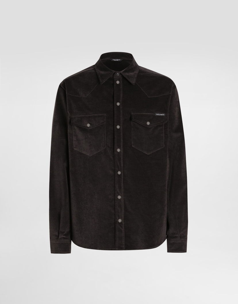 Риза Dolce & Gabbana Dolce & Gabbana Fine-wale Corduroy Shirt Кафяво | G5MA1TGJ589N4032