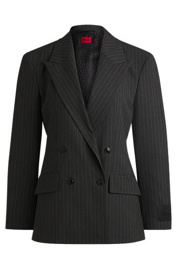 Яке BOSS Pinstripe Double-Breasted Stretch Blazer Черно | 50530987, 0