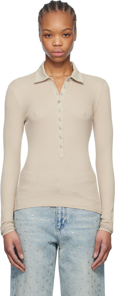 Поло тениска rag & bone rag & bone Essential Rib Button Polo Бежово | WCC24HP021CA21, 0