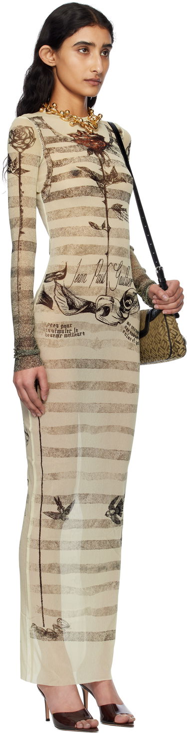 Pокля Jean Paul Gaultier Jean Paul Gaultier Tattoo Marinière Maxi Dress Бежово | 25/34-F-RO396-T585-030030, 1