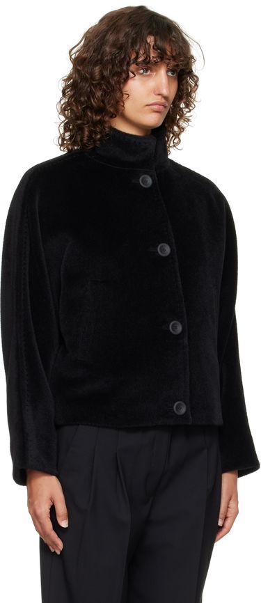 Яке Max Mara Caladio Cropped Textured High Neck Button-Up Jacket Черно | 2526086091600, 1