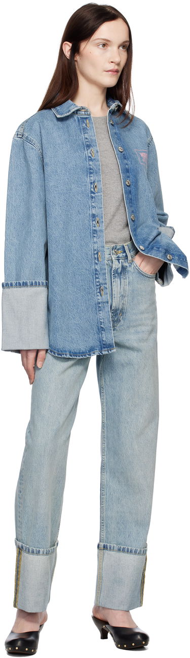 Дънки Moschino Moschino Wide Leg Cuffed Jeans Синьо | 251K10313, 3