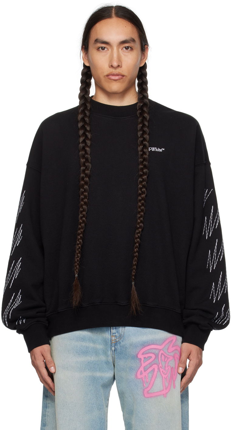 Суитчър Off-White Black Stitch Diag Sweatshirt Черно | OMBA054F23FLE0181001, 0