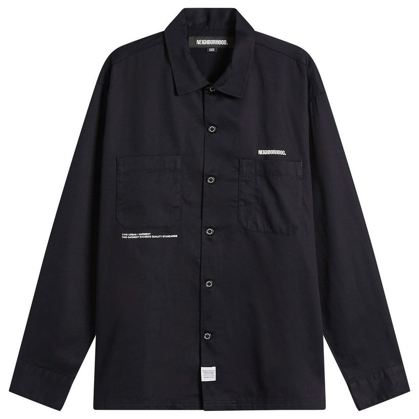 Риза Neighborhood Neighborhood Classic Urban Long-Sleeve Two-Pocket Work Shirt Черно | 252TSNH-SHM01-BLK