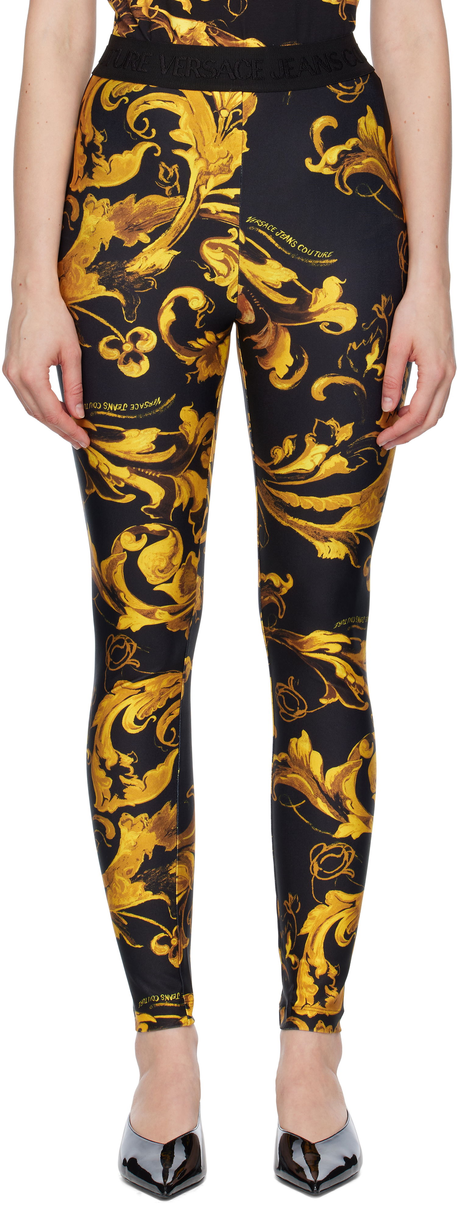 Клинове Versace Versace Jeans Couture Barocco Lycra Leggings Черно | E79HAC101_EJS501, 0