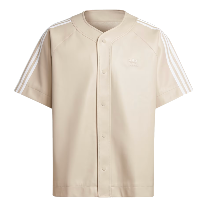 Риза adidas Originals Adicolor 3-Stripes Faux Leather Baseball Shirt Бежово | IZ4051